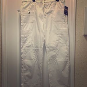 DICKIES white cargo wide leg scrub pants Sz LARGE